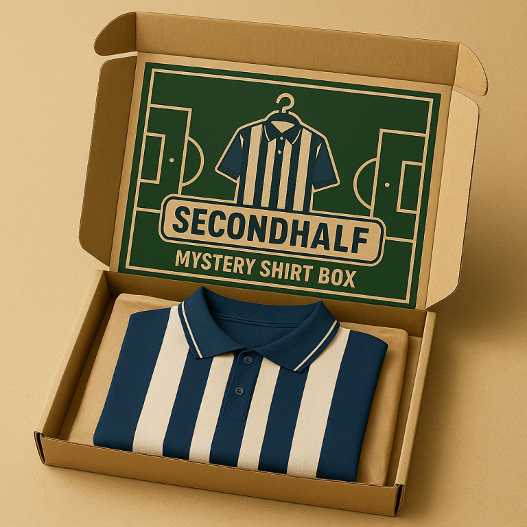 The Secondhalf Mystery Shirt Box is the perfect choice for football fans who love a surprise and authentic, original vintage football shirts